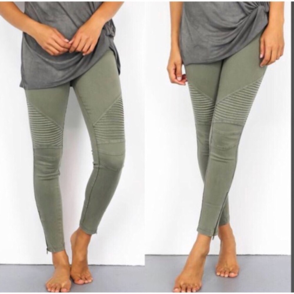 Olive Moto Biker Pants